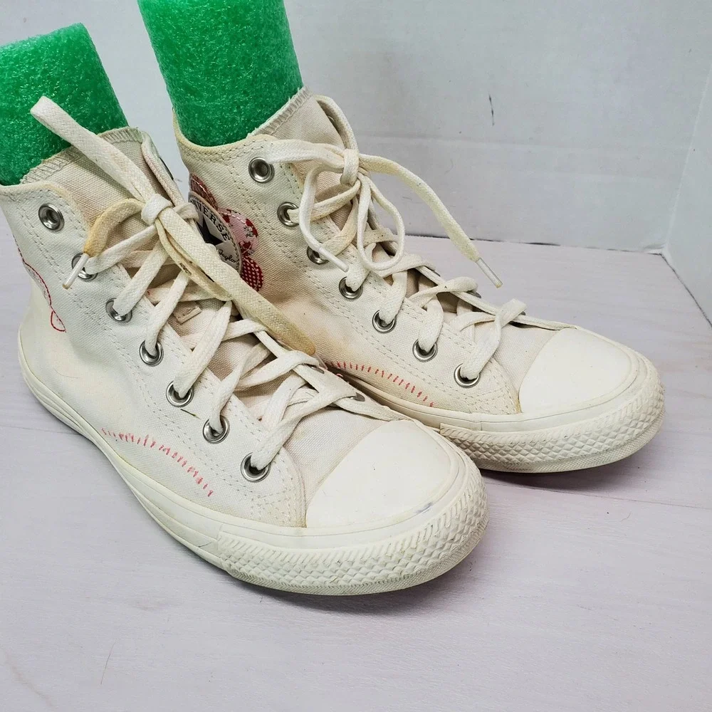 Converse Chuck Taylor All Star High‎ Top Sneakers White Pink Floral Size 8 - Picture 5 of 16